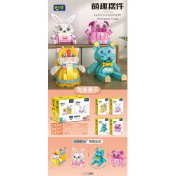 PEIZ 0830 non  4 MÓN ĐỒ TRANG TRÍ BÀN LÀM VIỆC VĂN PHÒNG DỄ THƯƠNG HỘP ĐỰNG BÚT MÈO THỎ GIÁ ĐỠ GẤU HEO ĐẤT bộ đồ chơi xếp lắp ráp ghép mô hình 944 khối