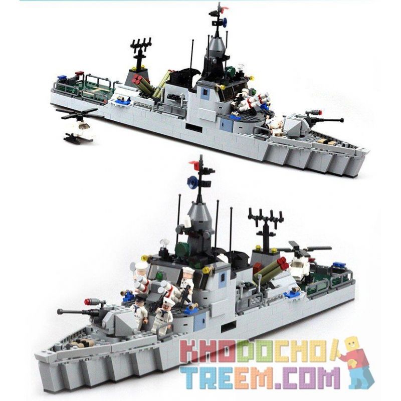 GUDI 8026 non  TÀU HỘ VỆ TÊN LỬA TÀNG HÌNH bộ đồ chơi xếp lắp ráp ghép mô hình Military Army THE MIGHTY MISSILE FRIGATE Quân Sự Bộ Đội 802 khối