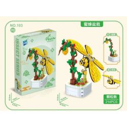 ZUANMA 103F non  8 LOẠI CHẬU TRỒNG CÔN TRÙNG ỐC SÊN ONG BƯỚM VE SẦU CHUỒN BỌ RÙA TÊ GIÁC bộ đồ chơi xếp lắp ráp ghép mô hình Flowers Hoa 1626 khối