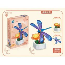 ZUANMA 103F non  8 LOẠI CHẬU TRỒNG CÔN TRÙNG ỐC SÊN ONG BƯỚM VE SẦU CHUỒN BỌ RÙA TÊ GIÁC bộ đồ chơi xếp lắp ráp ghép mô hình Flowers Hoa 1626 khối