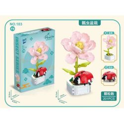 ZUANMA 103F non  8 LOẠI CHẬU TRỒNG CÔN TRÙNG ỐC SÊN ONG BƯỚM VE SẦU CHUỒN BỌ RÙA TÊ GIÁC bộ đồ chơi xếp lắp ráp ghép mô hình Flowers Hoa 1626 khối