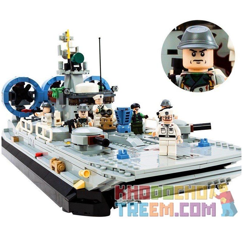 GUDI 8027 non  TÀU ĐỆM KHÍ ZUBR BISON bộ đồ chơi xếp lắp ráp ghép mô hình Military Army THE BISON HOVERCRAFT Quân Sự Bộ Đội 928 khối