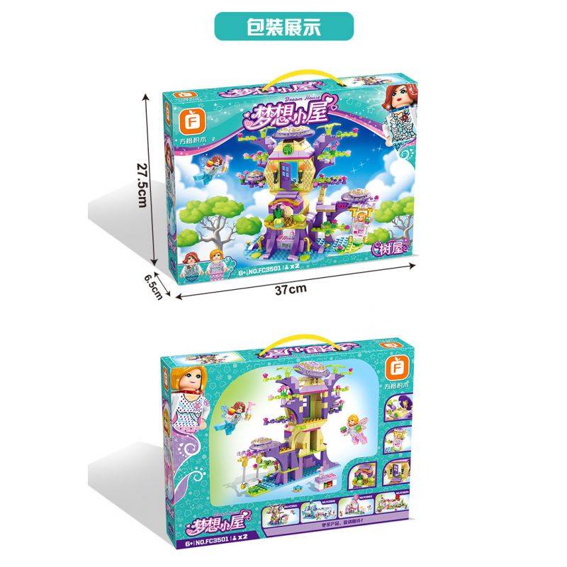 FORANGE FC3501 3501 non  NGÔI NHÀ MƠ ƯỚC TRÊN CÂY bộ đồ chơi xếp lắp ráp ghép mô hình Girl DREAM HOUSE Con Gái 432 khối