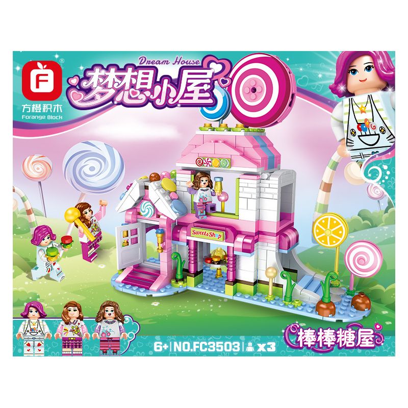 FORANGE FC3503 3503 non  NGÔI NHÀ MƠ ƯỚC KẸO MÚT bộ đồ chơi xếp lắp ráp ghép mô hình Girl DREAM HOUSE Con Gái 520 khối
