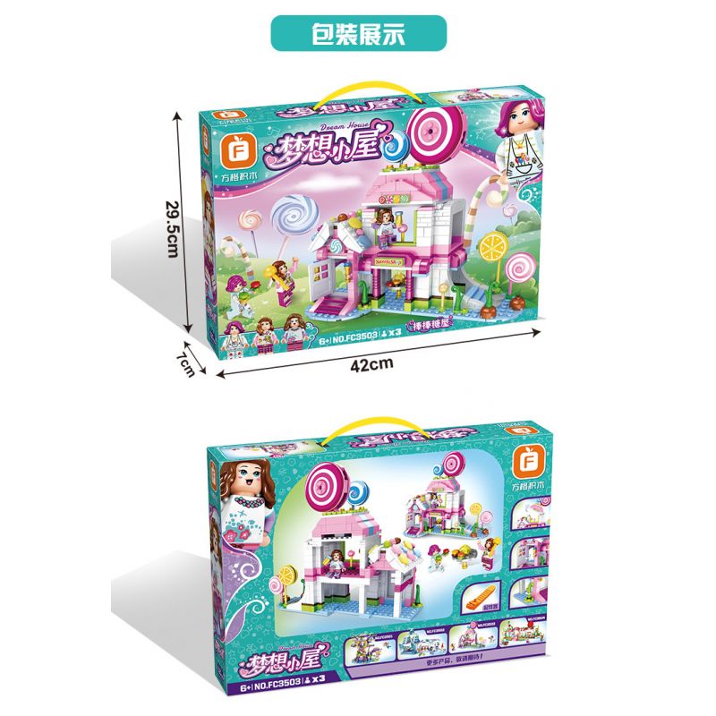 FORANGE FC3503 3503 non  NGÔI NHÀ MƠ ƯỚC KẸO MÚT bộ đồ chơi xếp lắp ráp ghép mô hình Girl DREAM HOUSE Con Gái 520 khối