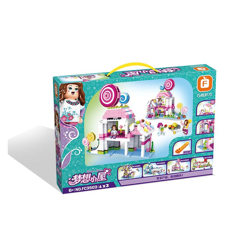 FORANGE FC3503 3503 non  NGÔI NHÀ MƠ ƯỚC KẸO MÚT bộ đồ chơi xếp lắp ráp ghép mô hình Girl DREAM HOUSE Con Gái 520 khối