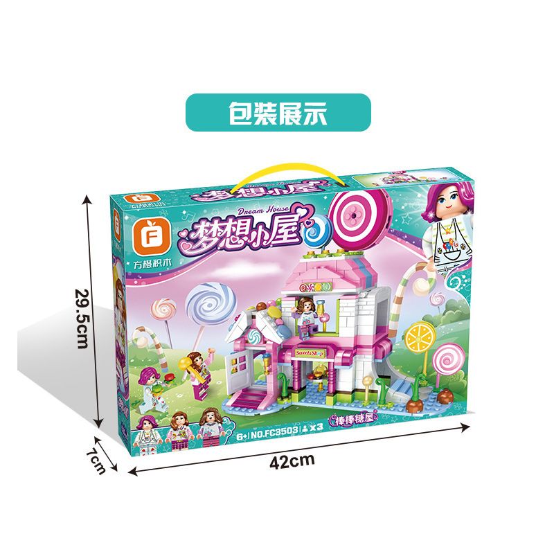 FORANGE FC3503 3503 non  NGÔI NHÀ MƠ ƯỚC KẸO MÚT bộ đồ chơi xếp lắp ráp ghép mô hình Girl DREAM HOUSE Con Gái 520 khối