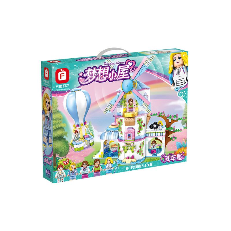 FORANGE FC3507 3507 non  NGÔI NHÀ MƠ ƯỚC CỐI XAY GIÓ bộ đồ chơi xếp lắp ráp ghép mô hình Girl DREAM HOUSE Con Gái 620 khối