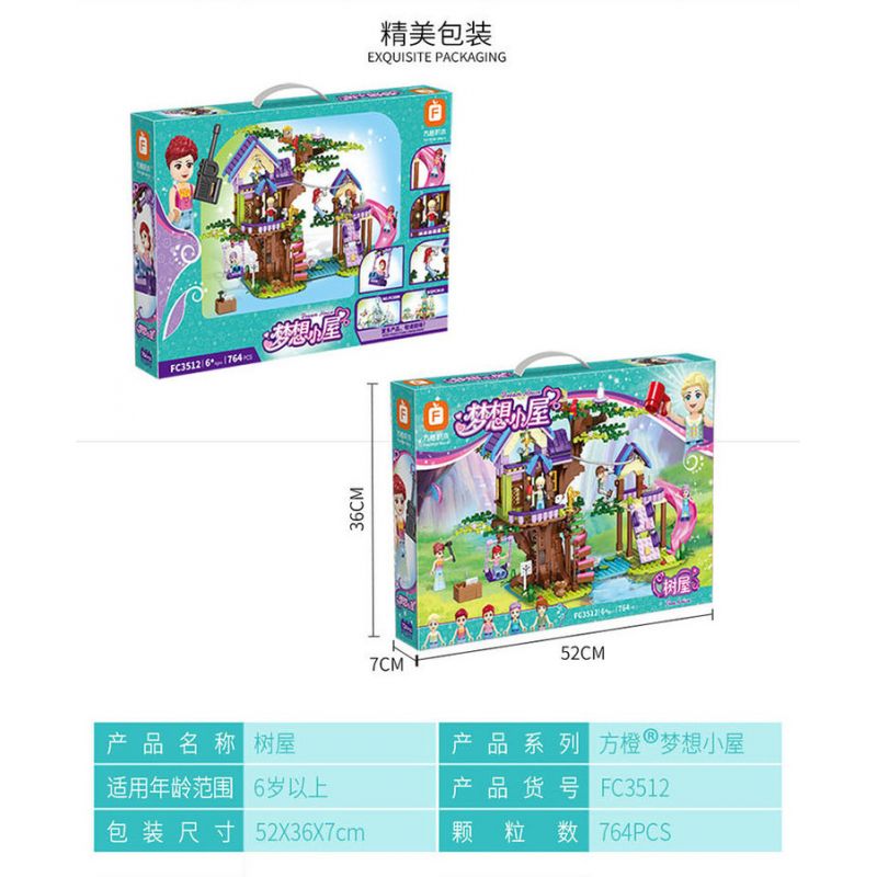 FORANGE FC3512 3512 non  NGÔI NHÀ MƠ ƯỚC TRÊN CÂY bộ đồ chơi xếp lắp ráp ghép mô hình Girl DREAM HOUSE Con Gái 764 khối