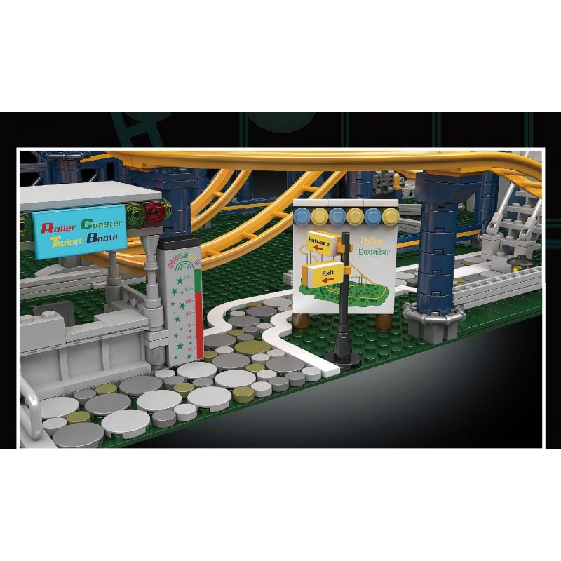 MouldKing 11014 11012 Mould King 11014 11012 non  FANTASYLAND TÀU LƯỢN SIÊU TỐC bộ đồ chơi xếp lắp ráp ghép mô hình Fairground ROLLE COASTER 3238 khối