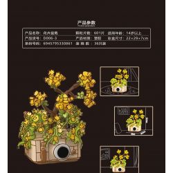 CACO D006-3 006-3 non  CHẬU HOA bộ đồ chơi xếp lắp ráp ghép mô hình Flowers 601 khối