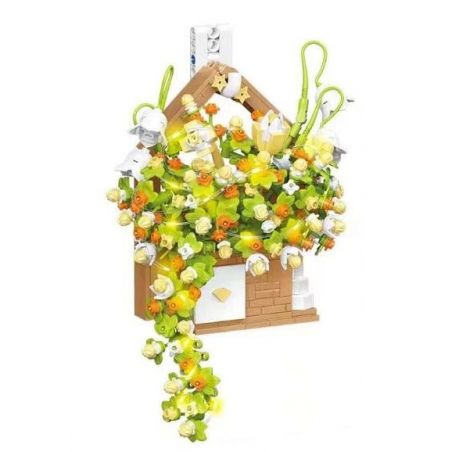 CACO D006-1 006-1 non  CHẬU HOA bộ đồ chơi xếp lắp ráp ghép mô hình Flowers 577 khối