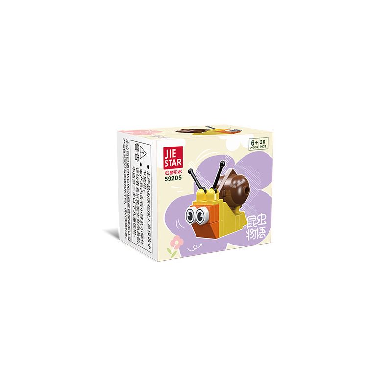 JIESTAR 59205 non  CÂU CHUYỆN CÔN TRÙNG ỐC SÊN bộ đồ chơi xếp lắp ráp ghép mô hình Creator Sáng Tạo 20 khối