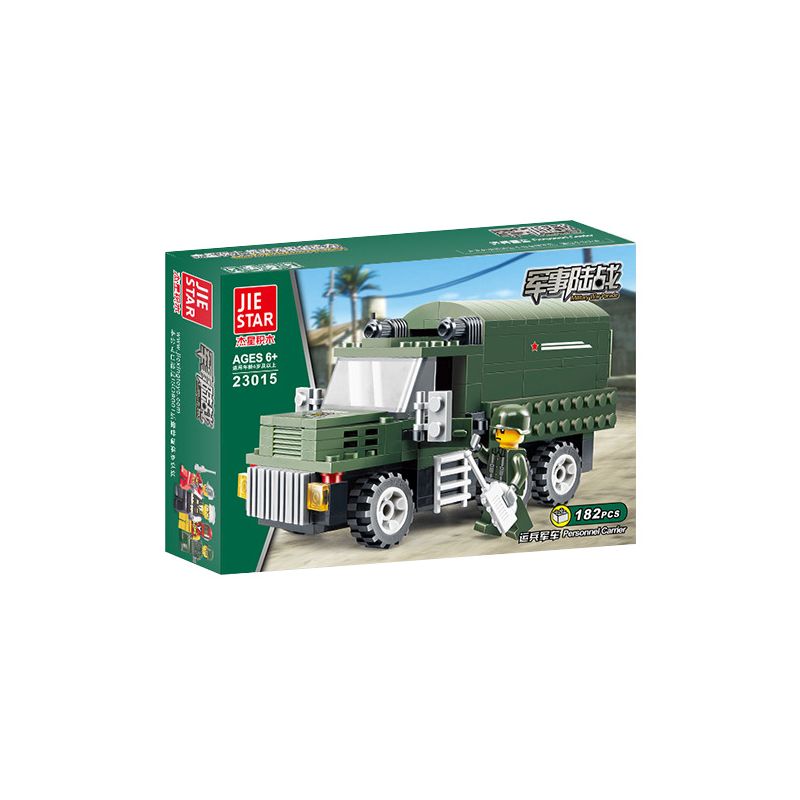 JIESTAR 23015 non  CHIẾN TRANH TRÊN BỘ QUÂN SỰ VẬN CHUYỂN ĐỘI XE bộ đồ chơi xếp lắp ráp ghép mô hình Military Army PERSONNEL CARRIER Quân Sự Bộ Đội 182 khối