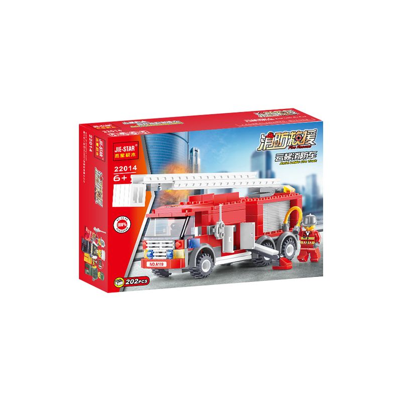 JIESTAR 22014 non  CỨU HỎA XE THANG bộ đồ chơi xếp lắp ráp ghép mô hình City Thành Phố 202 khối