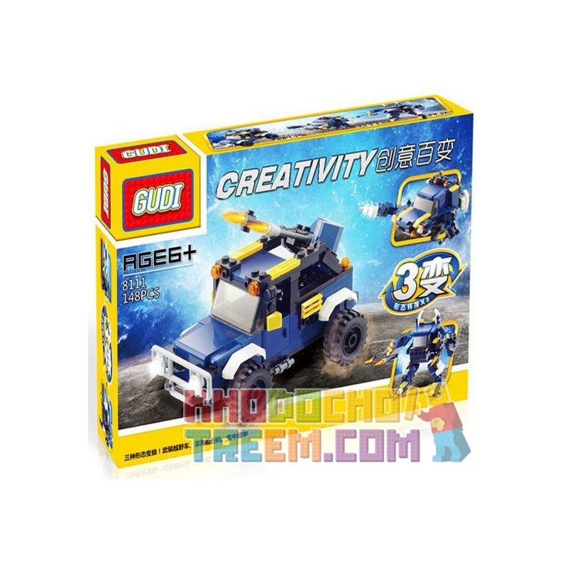 GUDI 8111 Xếp hình kiểu  CREATOR 3 IN 1 Robots Transform Automotive Rô Bốt Biến Hình ô Tô 148 khối