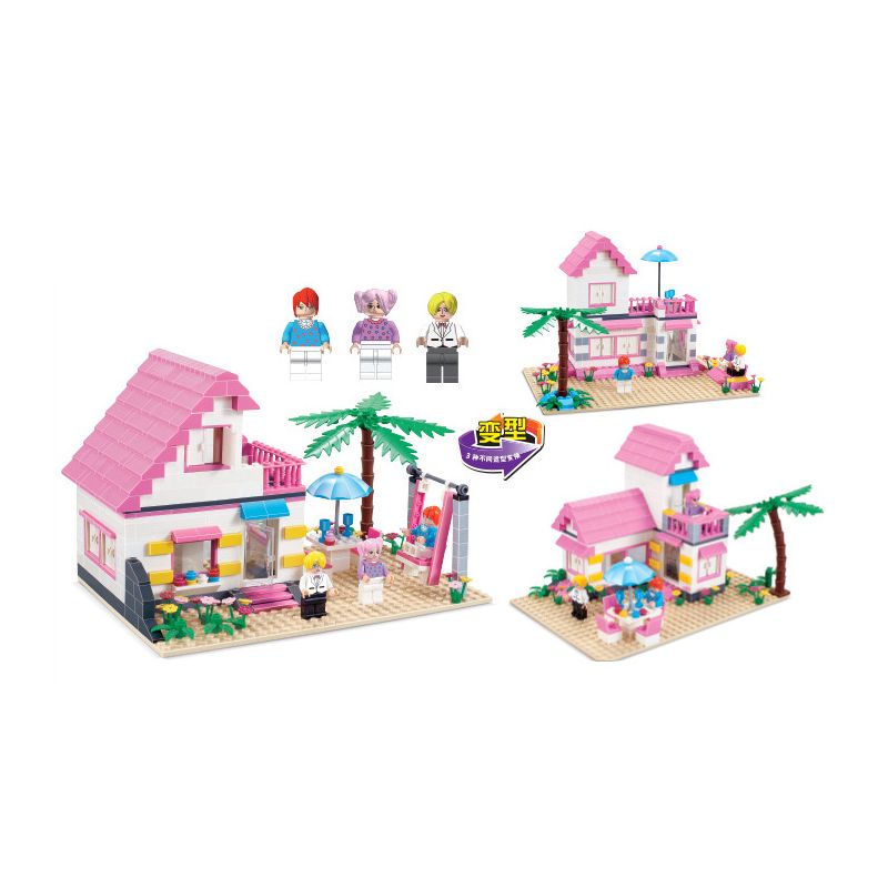 JIESTAR 33002 non  NGÔI NHÀ HẠNH PHÚC bộ đồ chơi xếp lắp ráp ghép mô hình City Thành Phố 383 khối