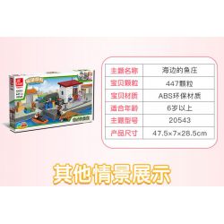 JIESTAR 20543 non  TRANG TRẠI CÁ BÊN BỜ BIỂN bộ đồ chơi xếp lắp ráp ghép mô hình City Thành Phố 447 khối