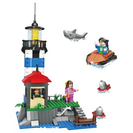 JIESTAR 20542 non  NGỌN HẢI ĐĂNG BẢO VỆ TRÊN ĐẢO MARE bộ đồ chơi xếp lắp ráp ghép mô hình City Thành Phố 376 khối