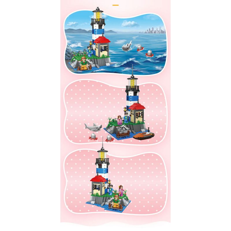 JIESTAR 20542 non  NGỌN HẢI ĐĂNG BẢO VỆ TRÊN ĐẢO MARE bộ đồ chơi xếp lắp ráp ghép mô hình City Thành Phố 376 khối