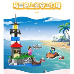 JIESTAR 20542 non  NGỌN HẢI ĐĂNG BẢO VỆ TRÊN ĐẢO MARE bộ đồ chơi xếp lắp ráp ghép mô hình City Thành Phố 376 khối