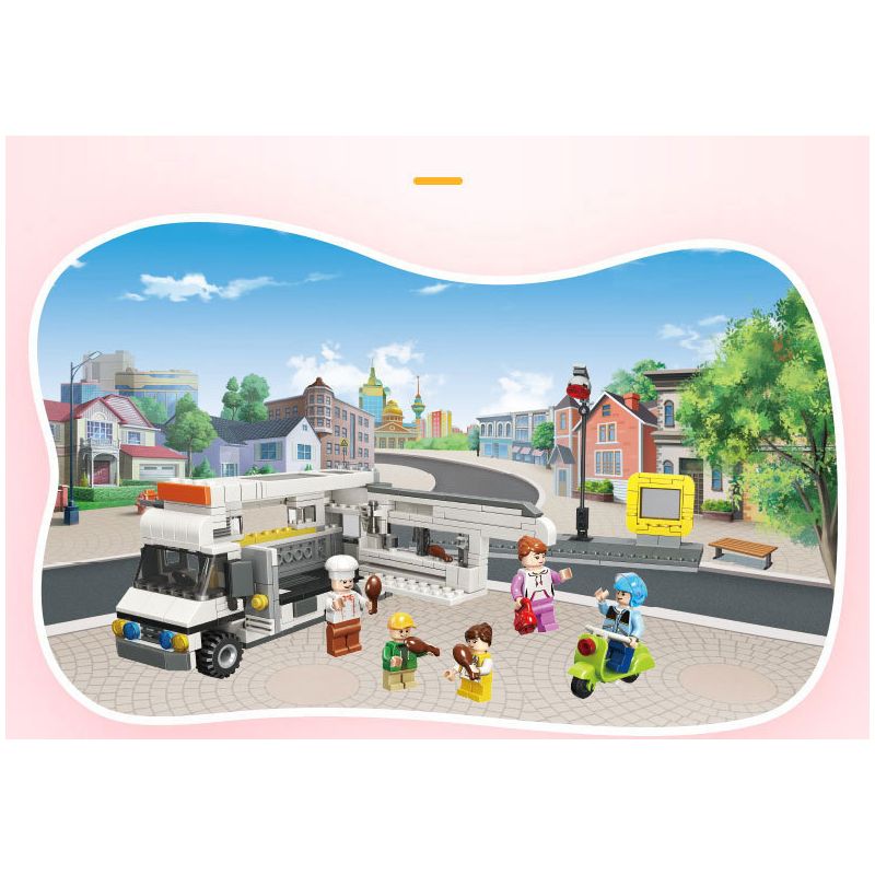 JIESTAR 20538 non  XE TẢI THỰC PHẨM SANG TRỌNG bộ đồ chơi xếp lắp ráp ghép mô hình City Thành Phố 459 khối