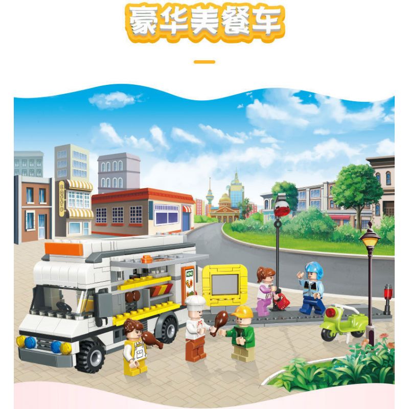 JIESTAR 20538 non  XE TẢI THỰC PHẨM SANG TRỌNG bộ đồ chơi xếp lắp ráp ghép mô hình City Thành Phố 459 khối