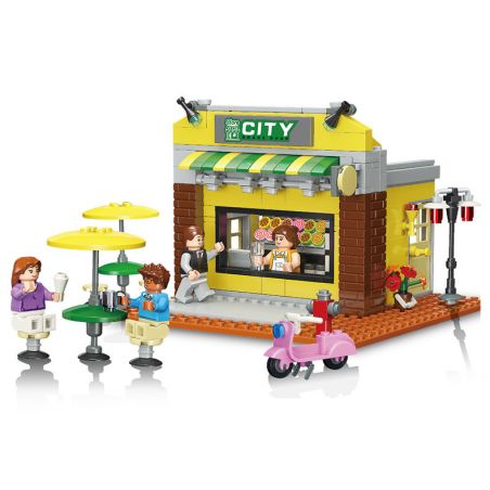 JIESTAR 20537 non  QUÁN ĂN VẶT GÓC PHỐ bộ đồ chơi xếp lắp ráp ghép mô hình City Thành Phố 399 khối