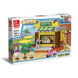 JIESTAR 20537 non  QUÁN ĂN VẶT GÓC PHỐ bộ đồ chơi xếp lắp ráp ghép mô hình City Thành Phố 399 khối
