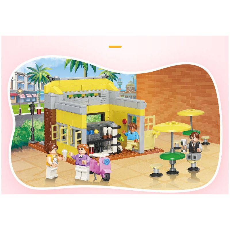 JIESTAR 20537 non  QUÁN ĂN VẶT GÓC PHỐ bộ đồ chơi xếp lắp ráp ghép mô hình City Thành Phố 399 khối