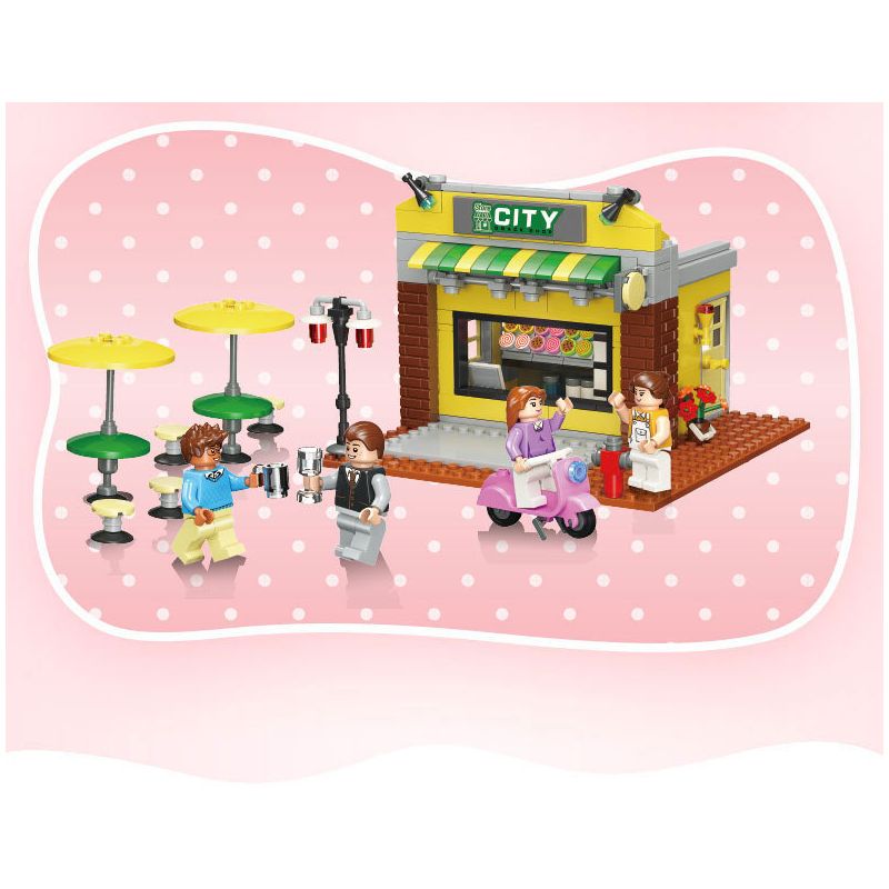 JIESTAR 20537 non  QUÁN ĂN VẶT GÓC PHỐ bộ đồ chơi xếp lắp ráp ghép mô hình City Thành Phố 399 khối