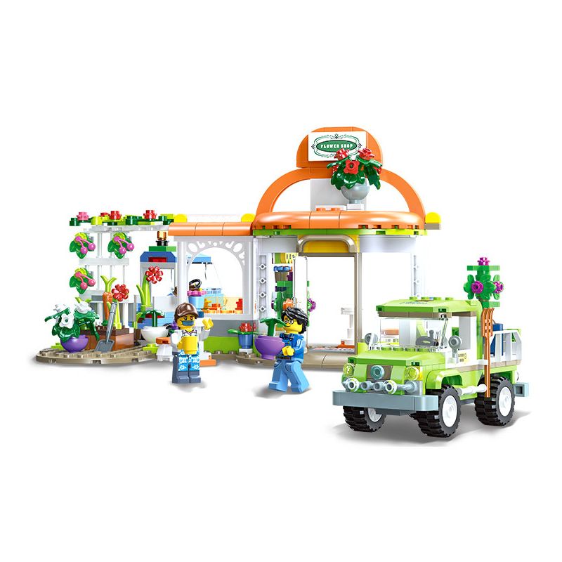 JIESTAR 55014 non Lego THÀNH PHỐ TOÀN CẦU CỬA HÀNG HOA bộ đồ chơi xếp lắp ráp ghép mô hình City CITY GLOBAL 509 khối