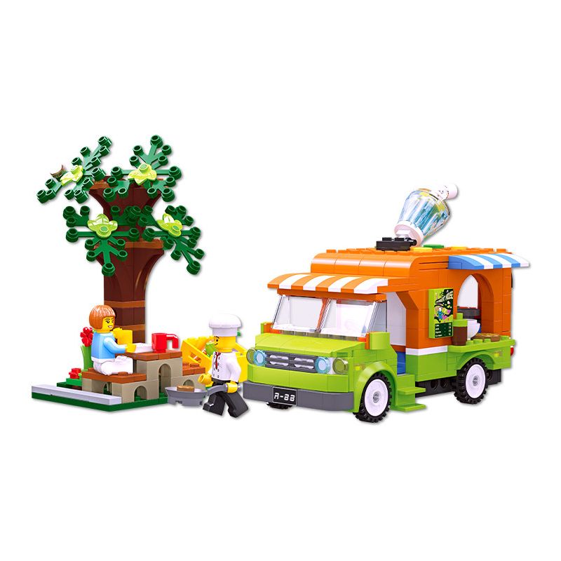 JIESTAR 55009 non Lego THÀNH PHỐ TOÀN CẦU XE TẢI THỰC PHẨM bộ đồ chơi xếp lắp ráp ghép mô hình City CITY GLOBAL 343 khối