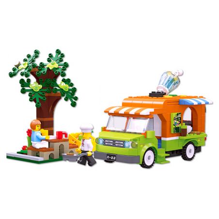 JIESTAR 55009 non  THÀNH PHỐ TOÀN CẦU XE TẢI THỰC PHẨM bộ đồ chơi xếp lắp ráp ghép mô hình City CITY GLOBAL 343 khối