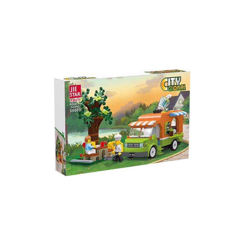 JIESTAR 55009 non  THÀNH PHỐ TOÀN CẦU XE TẢI THỰC PHẨM bộ đồ chơi xếp lắp ráp ghép mô hình City CITY GLOBAL 343 khối