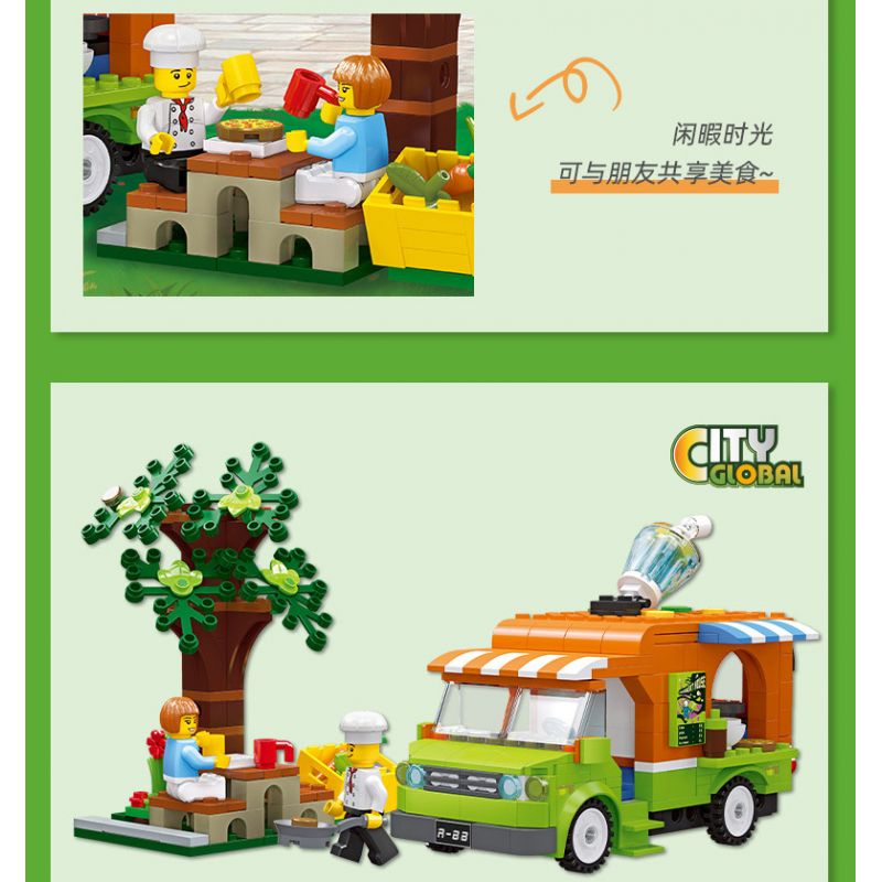 JIESTAR 55009 non  THÀNH PHỐ TOÀN CẦU XE TẢI THỰC PHẨM bộ đồ chơi xếp lắp ráp ghép mô hình City CITY GLOBAL 343 khối