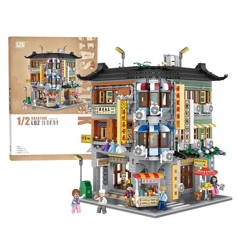 LOZ 1052 non Lego TÒA NHÀ THƯƠNG MẠI GÓC bộ đồ chơi xếp lắp ráp ghép mô hình 2763 khối