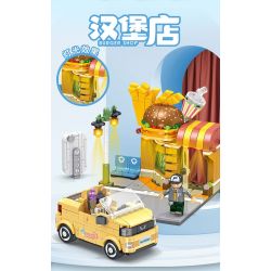 PanlosBrick 685003 Panlos Brick 685003 non  CỬA HÀNG BÁNH BURGER MINIEV WULING HONGGUANG MUI TRẦN bộ đồ chơi xếp lắp ráp ghép mô hình BURGER SHOP 442 khối