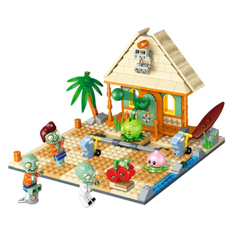 GUDI 60025 non Lego CUỘC CHIẾN THỰC VẬT BỐI CẢNH BÃI BIỂN CÓ LÀN SÓNG LỚN bộ đồ chơi xếp lắp ráp ghép mô hình Movie & Game Phim Và Trò Chơi 296 khối