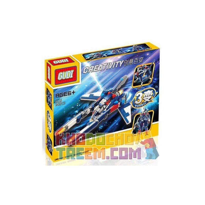 Gudi 8115 Xếp hình kiểu LEGO Creator 3 in 1 Creativity Transforming Rô Bốt Biến Hình Thành Phi Thuyền Chó Săn 242 khối Gudi 8115 Xếp hình kiểu LEGO Creator 3 in 1 Creativity Transforming Rô Bốt Biến Hình Thành Phi Thuyền Chó Săn 242 khối