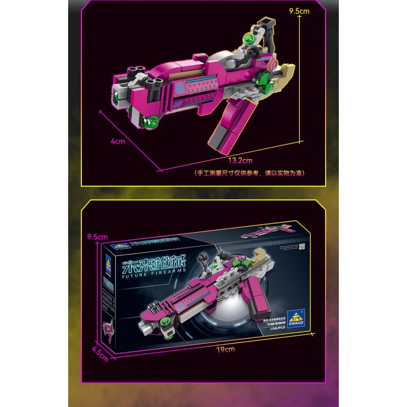 Kazi KY88028 88028 non  SÚNG CẦM TAY TRONG TƯƠNG LAI ĐIỆN TỪ CÓ THỂ SẠC LẠI bộ đồ chơi xếp lắp ráp ghép mô hình Gun FUTURE FIREARMS 106 khối