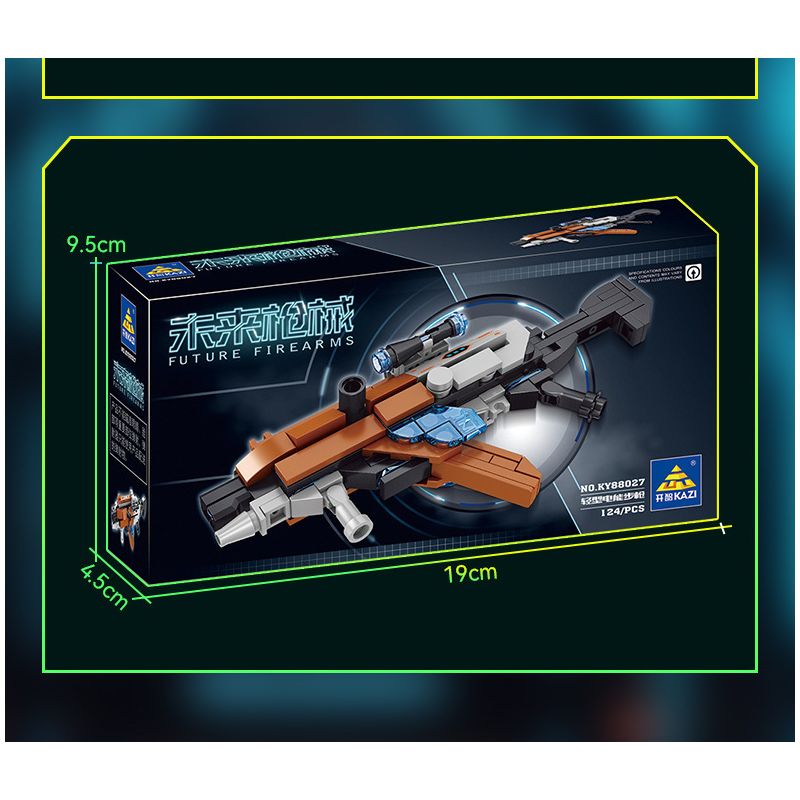 Kazi KY88027 88027 non  SÚNG CẦM TAY TRONG TƯƠNG LAI TRƯỜNG NĂNG LƯỢNG ĐIỆN NHẸ bộ đồ chơi xếp lắp ráp ghép mô hình Gun FUTURE FIREARMS 124 khối