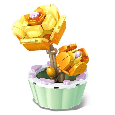 SEMBO 611048 non  SHOP HOA HỒNG VẸT MÀU VÀNG RỰC RỠ ĐÁNG YÊU bộ đồ chơi xếp lắp ráp ghép mô hình Flowers 119 khối