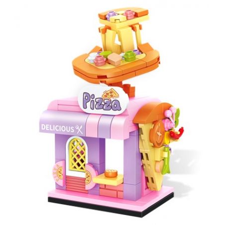 SEMBO 601125 non  CỬA HÀNG PIZZA LỤC TÂN bộ đồ chơi xếp lắp ráp ghép mô hình 145 khối