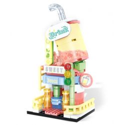 SEMBO 601124 non  QUÁN TRÀ MẬT ONG NONGXIN bộ đồ chơi xếp lắp ráp ghép mô hình DRINK 111 khối