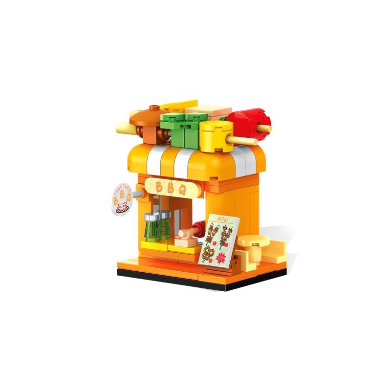 SEMBO 601122 non  TRẠM KEBAB bộ đồ chơi xếp lắp ráp ghép mô hình BBQ 123 khối