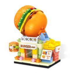SEMBO 601119 non  BÁNH MÌ KẸP THỊT NGỌT bộ đồ chơi xếp lắp ráp ghép mô hình BURGER JOINT 112 khối