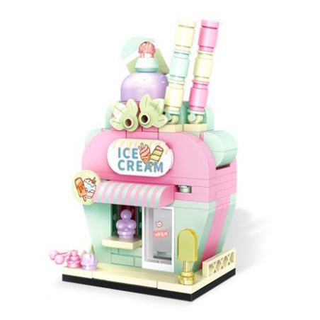 SEMBO 601118 non  NHÀ KEM ĐÀO bộ đồ chơi xếp lắp ráp ghép mô hình ICE CREAM 118 khối