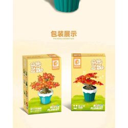 SEMBO 611064 non  CHẬU CÂY DỄ THƯƠNG MAPLE CUP bộ đồ chơi xếp lắp ráp ghép mô hình Flowers Hoa 91 khối