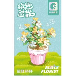 SEMBO 611063 non  CHẬU CÂY DỄ THƯƠNG JINGUI CUTE CUP bộ đồ chơi xếp lắp ráp ghép mô hình Flowers Hoa 101 khối